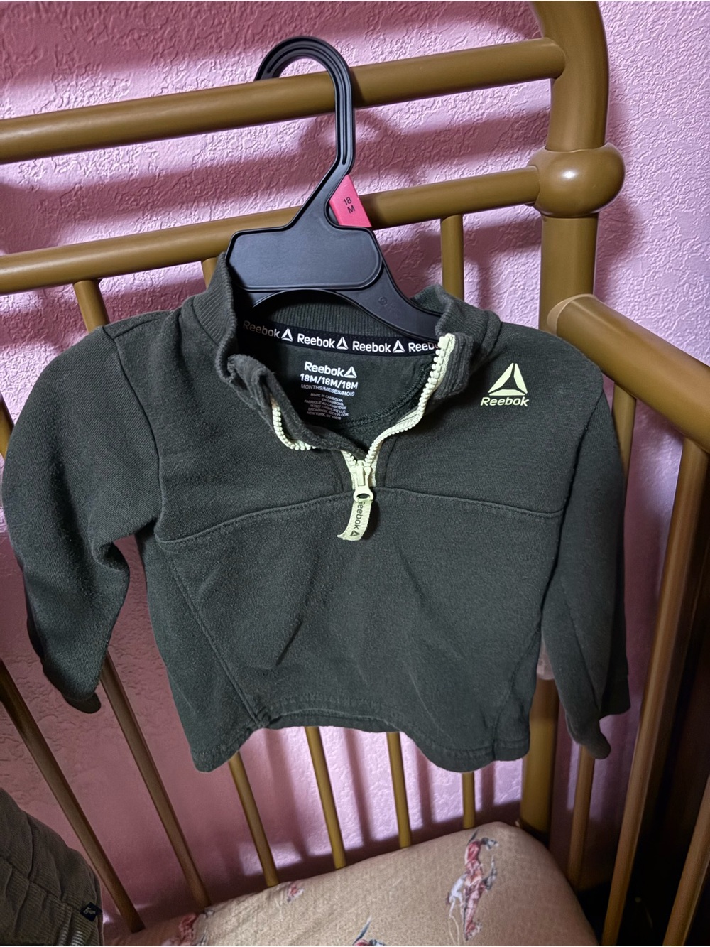 Reebok Kids Dark Olive Green Half-Zip Hoodie
